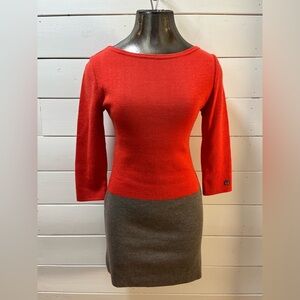 BUSNEL Red Wool Mini Dress Size 38 (Small)